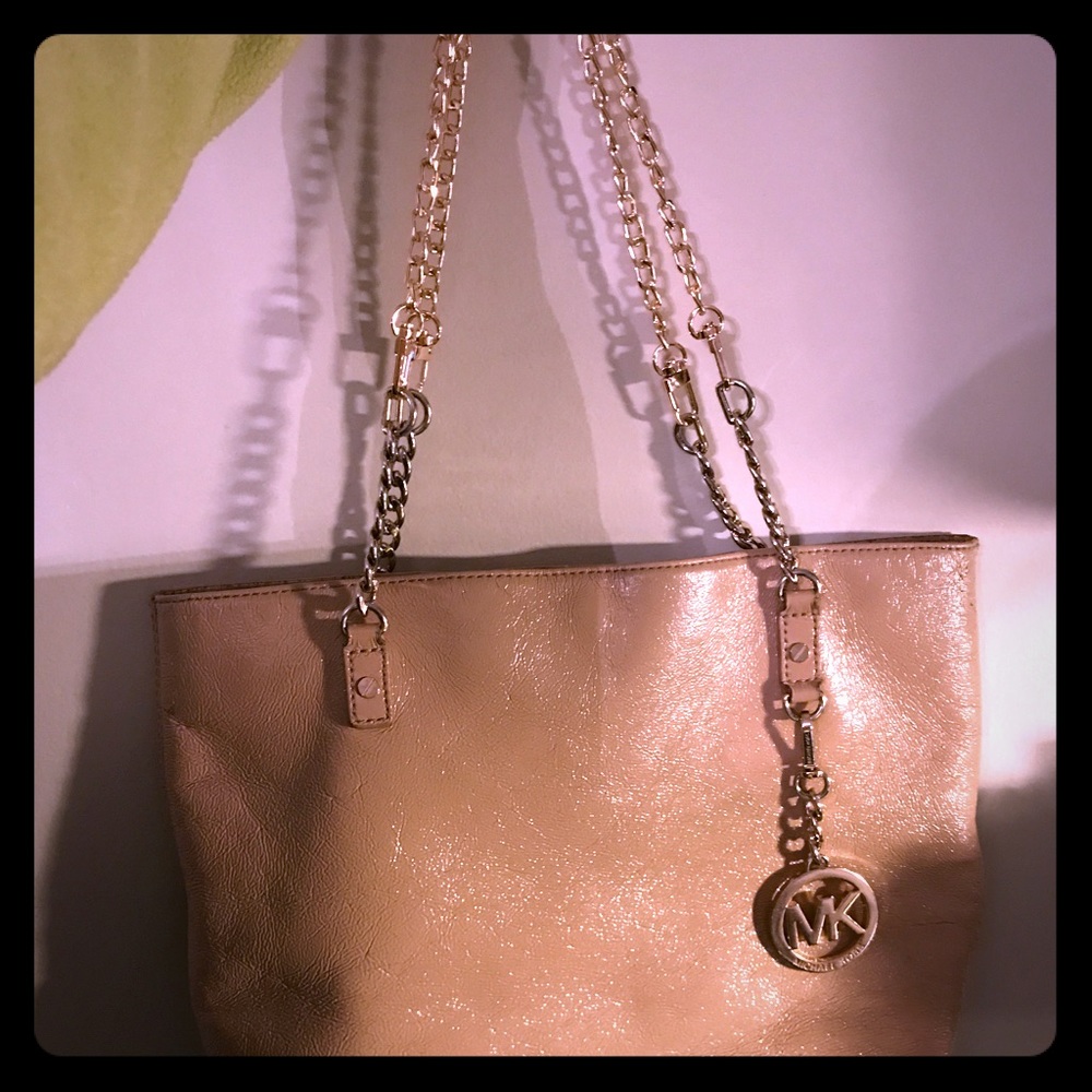 Michael kors handbag purse chain beige